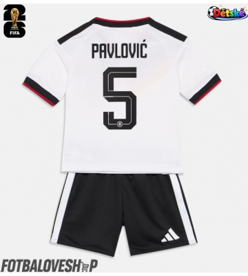 Německo Aleksandar Pavlovic #5 Dětské Domácí Dres MS 2026 Krátký Rukáv (+ trenýrky)